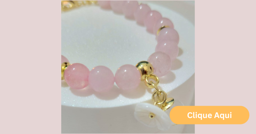 Pulseira de quartzo rosa