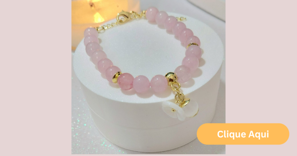 Pulseira de quartzo rosa