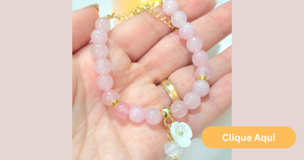 Pulseira de quartzo rosa