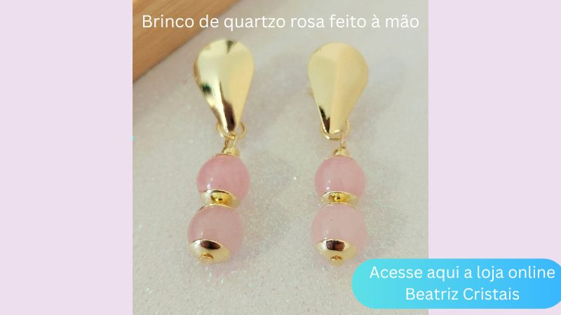 brinco de quartzo rosa 