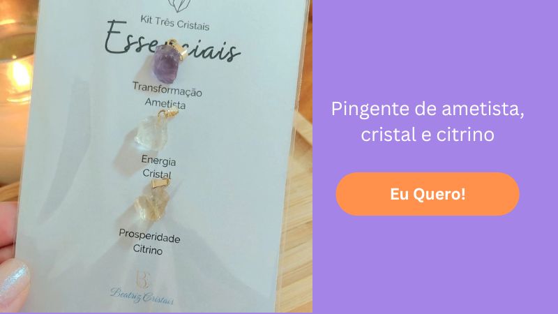 pingente de ametista cristal e citrino