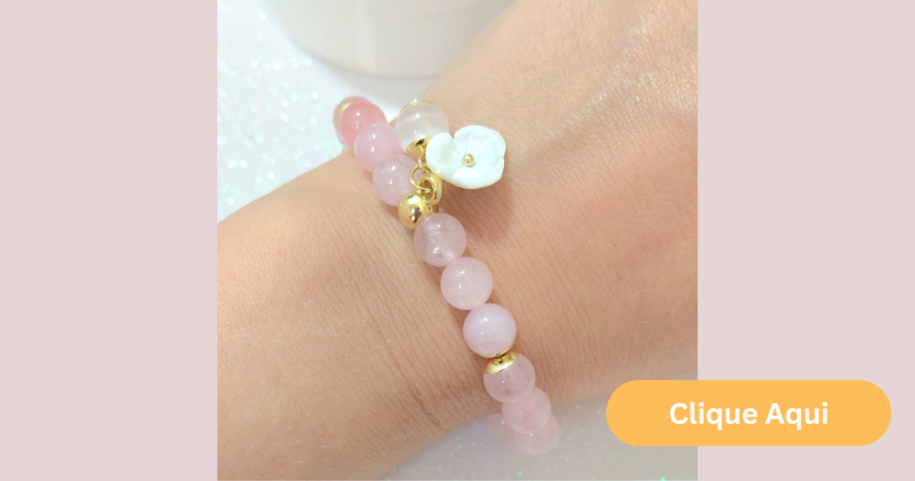 Pulseira de quartzo rosa